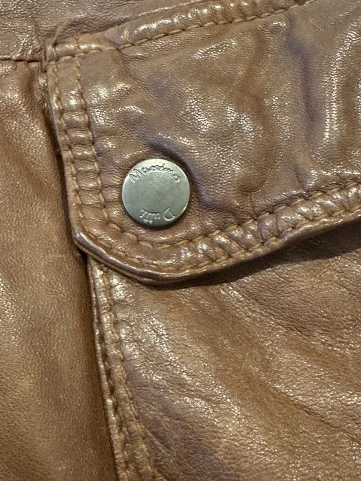 Blusão castanho de cabedal Massimo Dutti