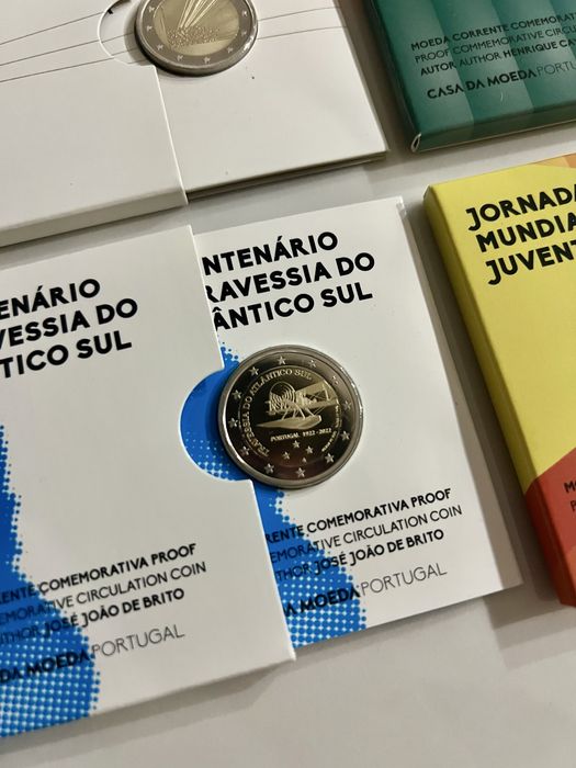 5 moedas proof de diferentes anos de Portugal
