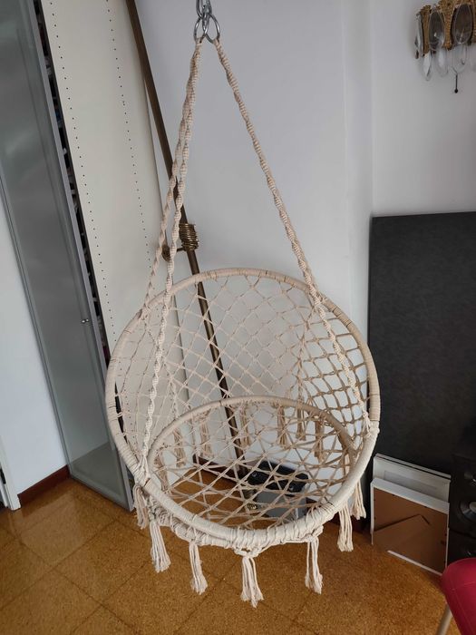 Cadeira de baloiço suspensa macramé