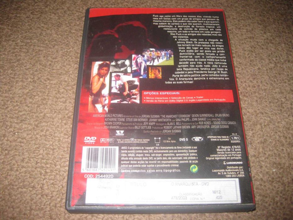 DVD "O Anarquista" de Jordan Susman/Raríssimo!