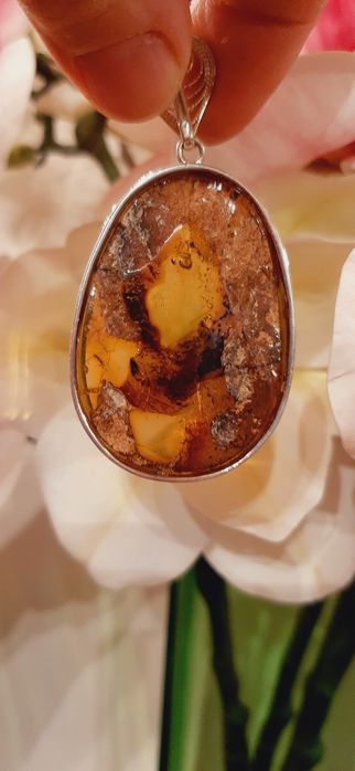 Hit Srebrny wisior z bursztynem wiosenna cena