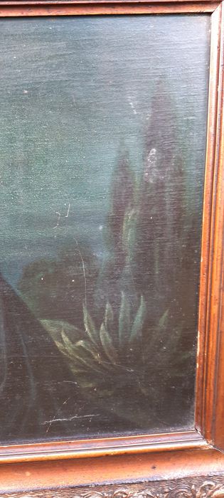 Antyk, przepiękny obraz przedstawiajacy rozmyślającego Pana Jezusa