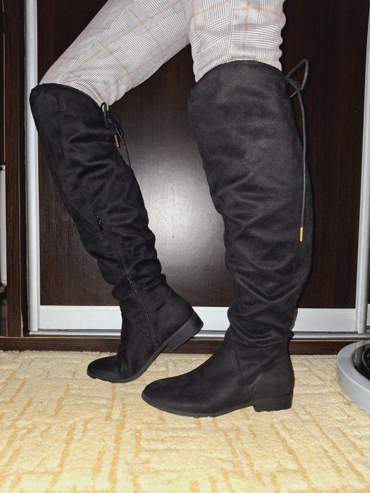 Идеальные сапоги высокие ботфорди базовые без каблука 39