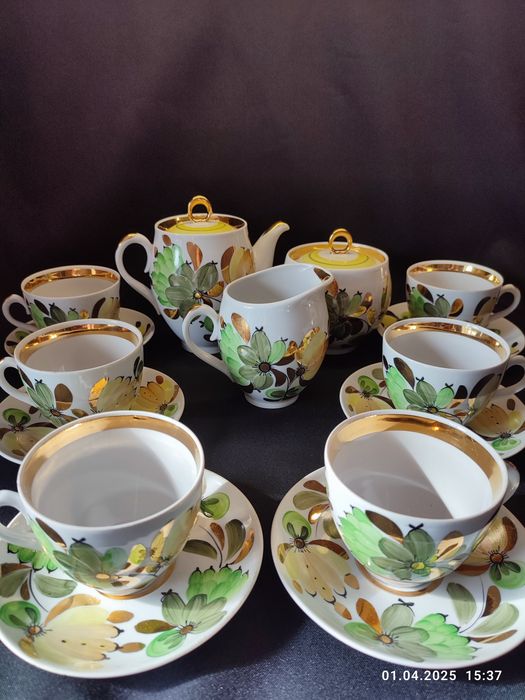 Кофейный сервиз Полонное, чайный сервиз "Июльский" ПФЗ. СССР винтаж.