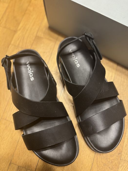 Sandały Czarne Skórzane Wojas