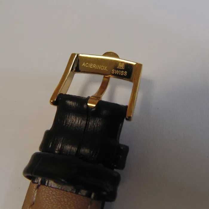 Pasek skórzany 18mm czarny do zegarka Omega klamra z logo