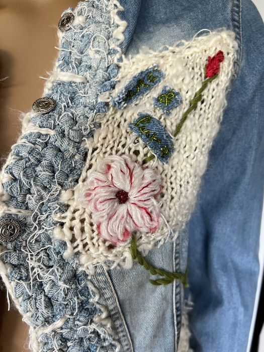 Costa&Puro Jeans katana haftowana kurtka jeansowa niebieska wełna S