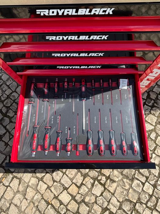 Carinhos de ferramentas RoyaLBLACK alemão com 7 gavetas 6 cheias 1 vazia