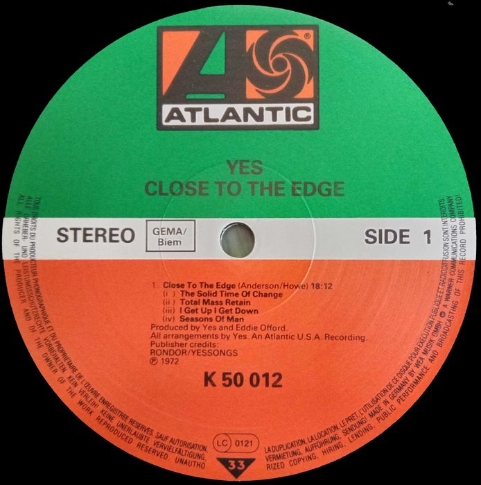 Yes	- - - - -	Close To The Edge	- - - - -	LP