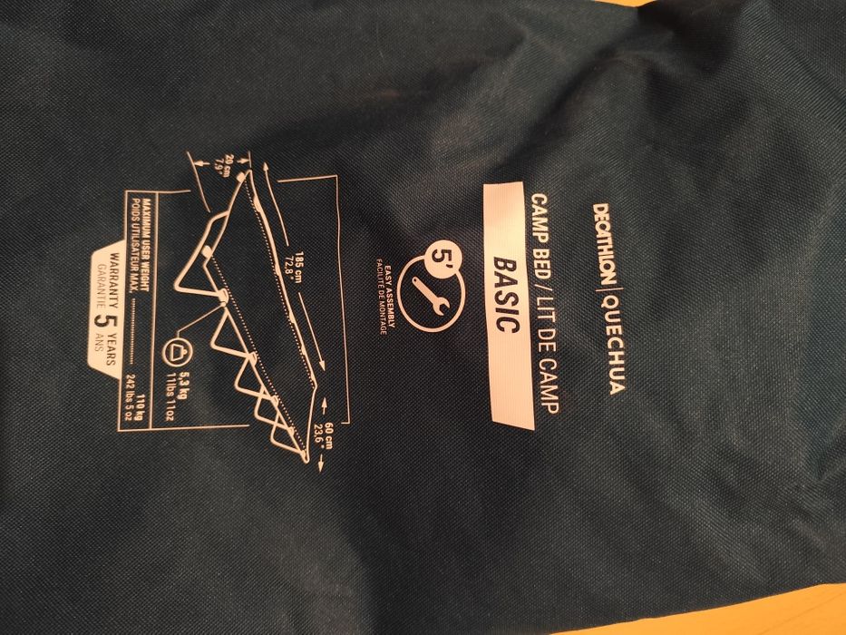 Łóżko polowe składane turystyczne Decathlon Camp Bed Basic