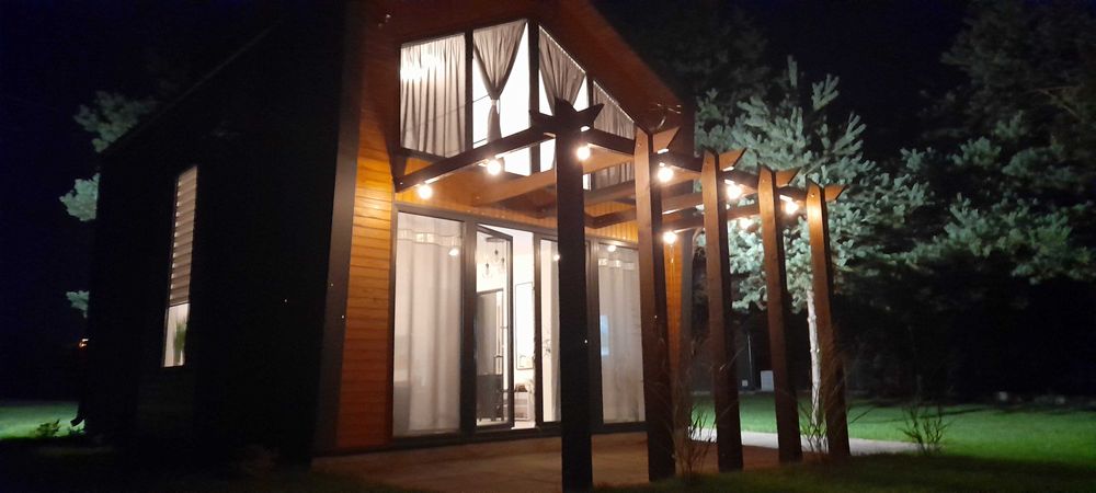 domek caloroczny na zgłoszenie Nowoczesna stodola 60m2 panele  sip-pol