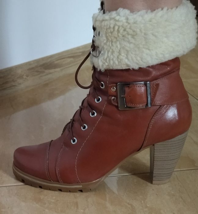 Kozaki/botki skóra naturalna ocieplane r. 39