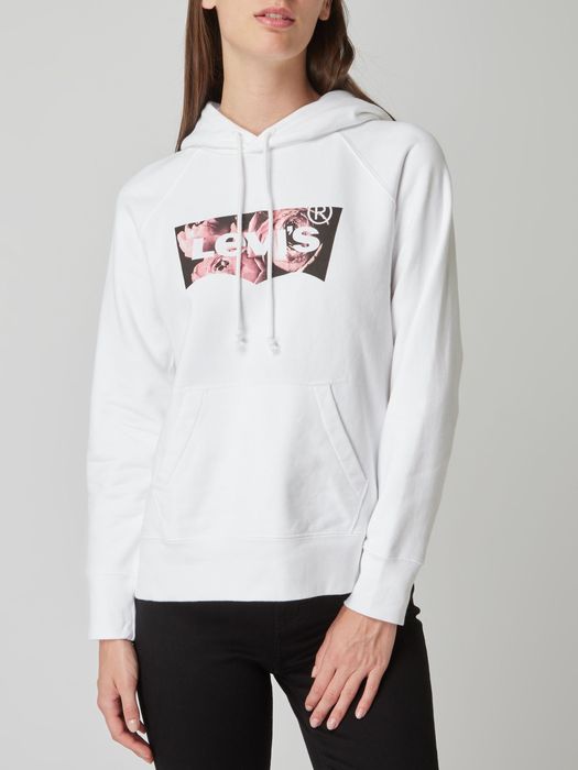 Bluza z kapturem z nadrukiem z logo - biały LEVIS