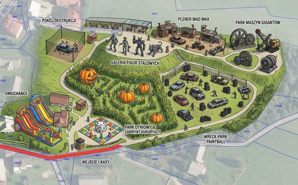 Działka na wynajem pod park rozrywki, paintball, farmę dyniową / rekreację ok. 1,1 ha, - Widok 3