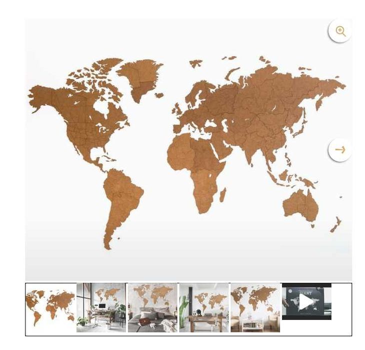 Wooden Amsterdam drewniana HDF mapa świata | 280 x 170 cm - ogromna