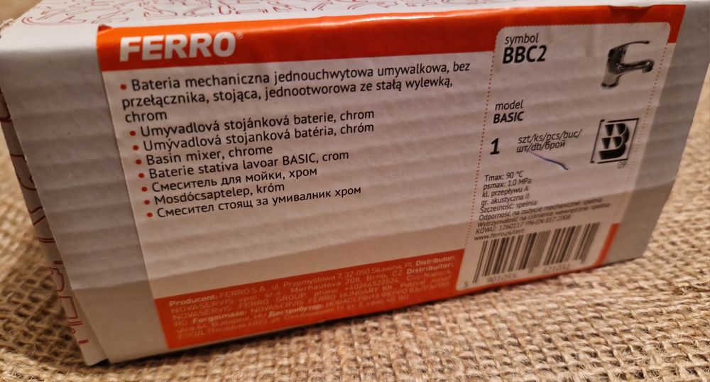 Bateria umywalka chrom. Stojąca. Tanio Basic