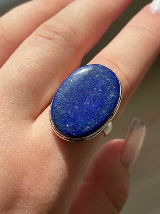 Кольцо с  лазуритом, посеребренное, размер 20.5