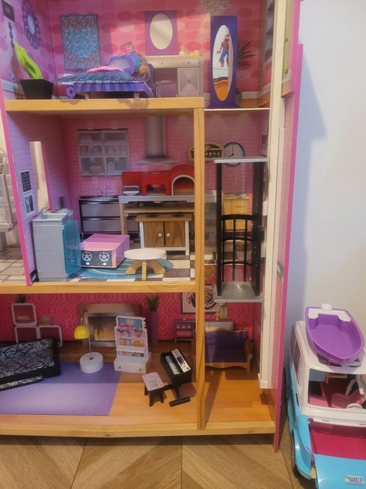 Zestaw barbie domek, kampery samolot