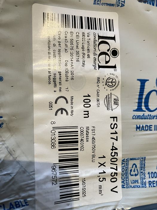 6 Bobines Fil eletrico 1.5mm