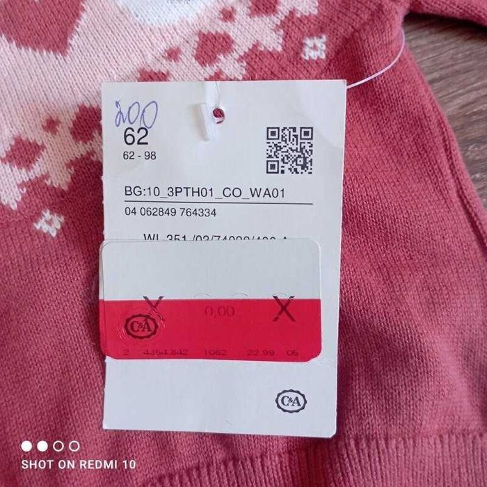 Красивый свитер джемпер хлопок для девочки бренд - C&A р.62 (1-9 мес)