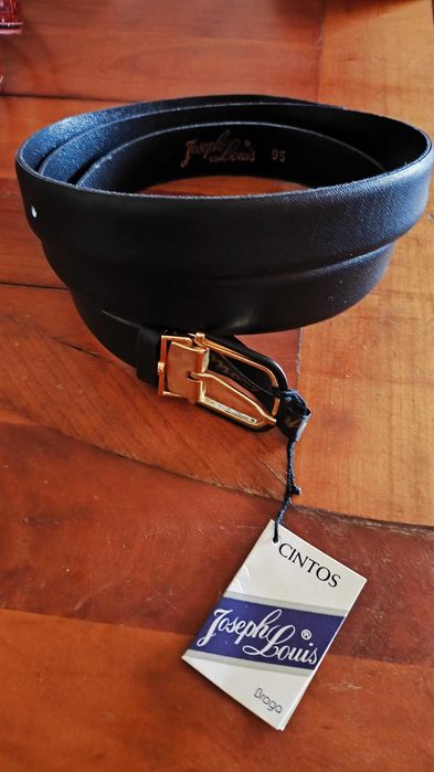 Cinto de homem em couro preto -95 cm