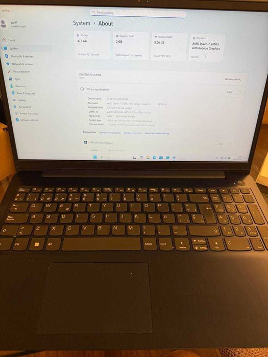 Lenovo IdeaPad Ryzen 7 5700U – Em bom estado