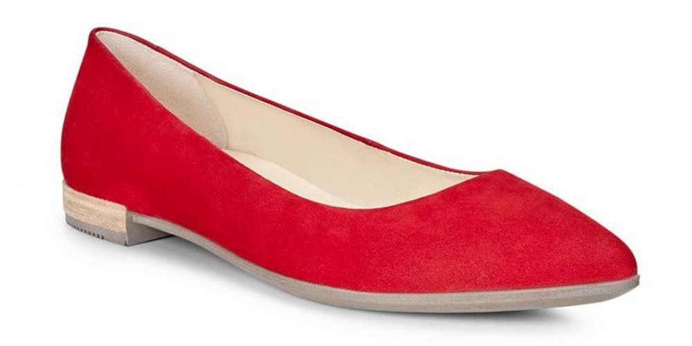 ECCO Baleriny damskie - SHAPE POINTY - r 35 - czerwone, nubukowe