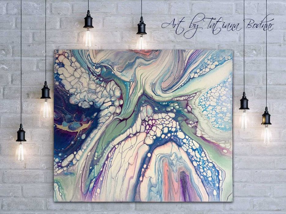 Картина для интерьера. Авторская работа флюид арт.