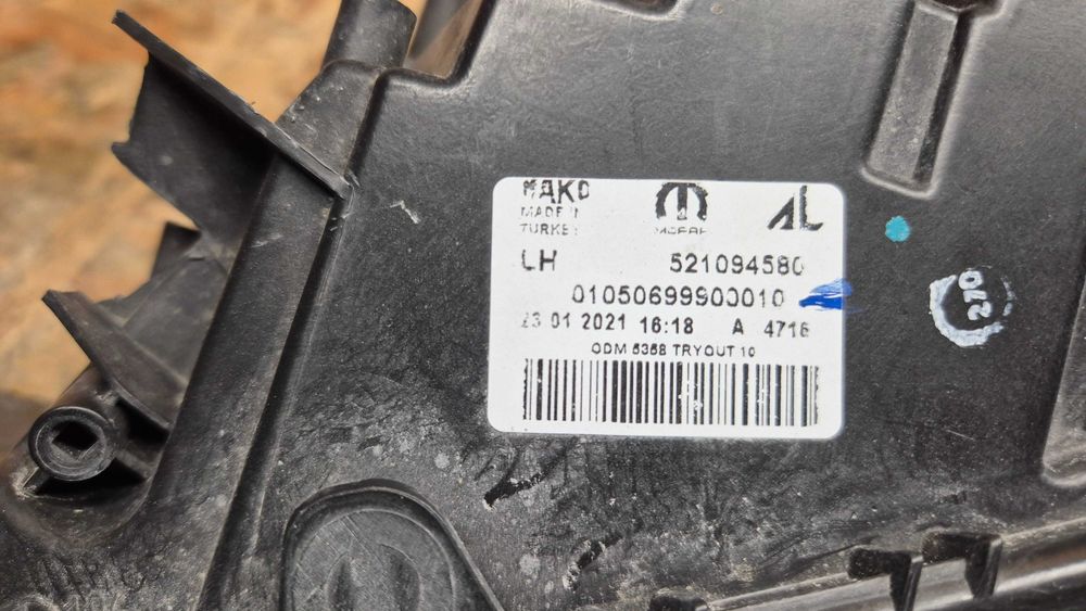 Otica Farol Esquerdo Fiat Doblo Cargo Combi Platform Cab 263 de 2010 a 2023 Ref. 521.094580 ORIGINAL