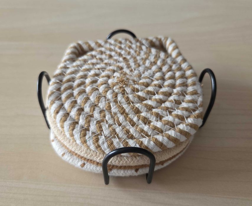 Bases para Copos em Corda com Suporte – Estilo Decorativo