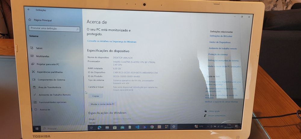 Portátil Toshiba i5