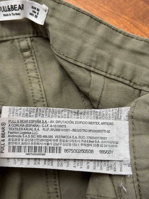 Spodnie cargo bojówki szare khaki bawełniane szerokie Bershka 38 M