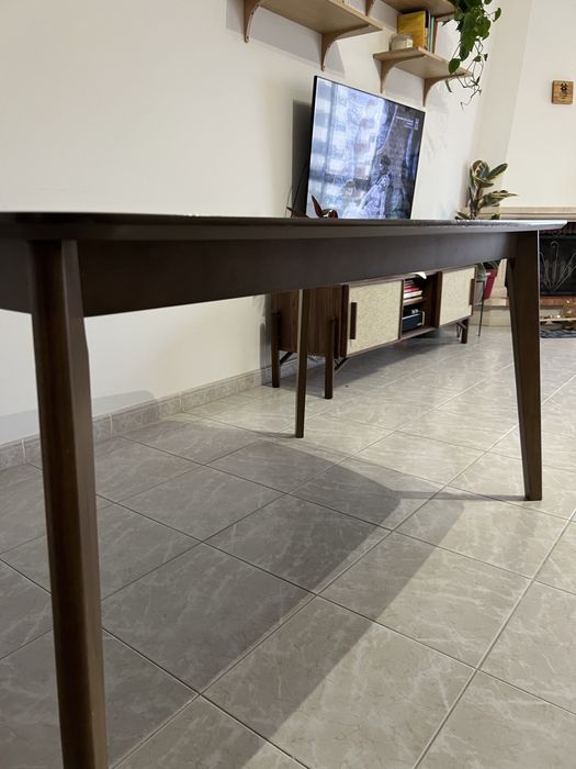 Mesa de Jantar em Madeira Escura 150x90 cm – Bom Estado