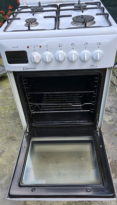 Kuchnia gazowo-elektryczna Mastercook Biała 50 cm Grill Rożen