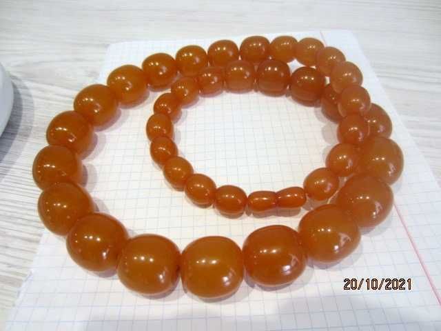 Бусы янтарь натуральный медовый винтажные крупные 130гр