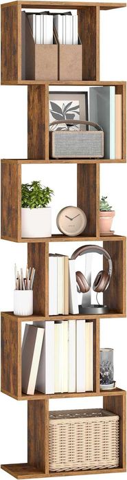 Regał VASAGLE, 6-poziomowy regał, 24 x 40 x 191 cm rustykalny brąz