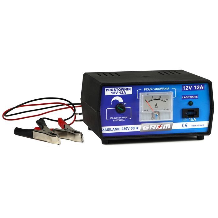 Prostownik z regulacją ładowania GROM 12V 12A