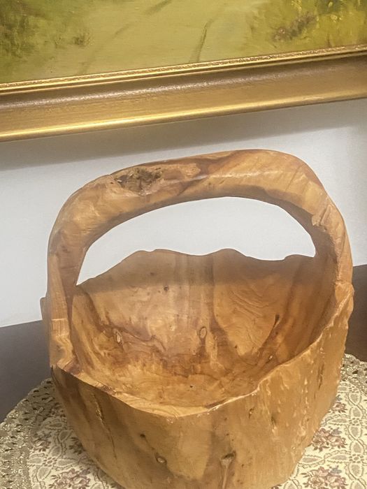 Ваза кошик з ручкою деревяна