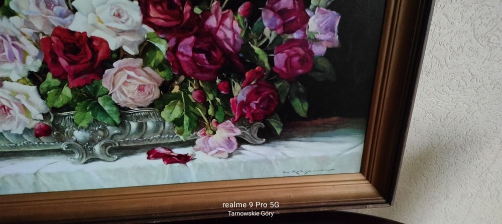 Obraz kwiaty.grafika lakierowane na płycie.