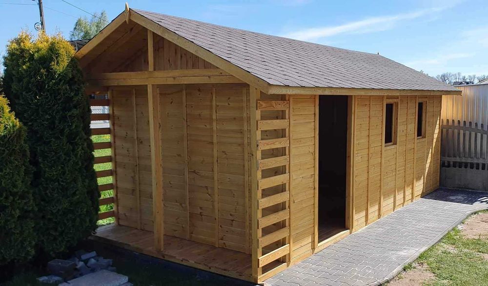 Domek narzędziowy ogrodowy 6×3 m z drewutnią Altana Drewutnia Szopa 18