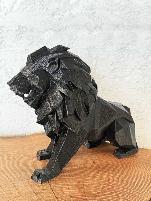 Lew Low Poly-Druk 3D, figurka, dekoracja, ozdoba w nowoczesnym stylu