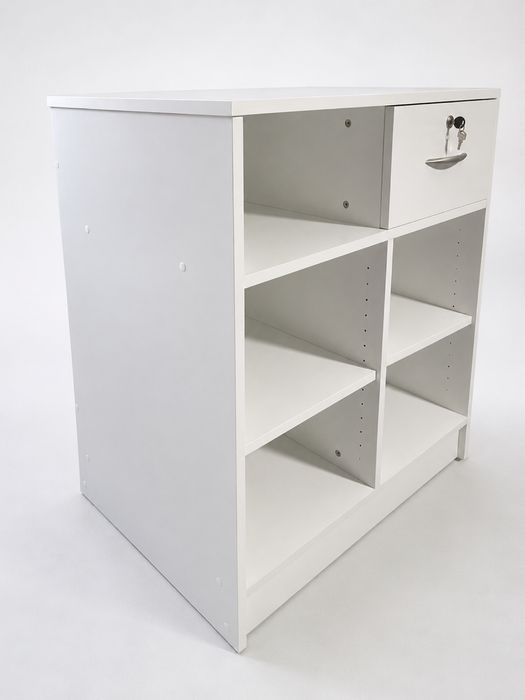 Biała lada sklepowa / recepcyjna 80x60x90 cm z szufladą
