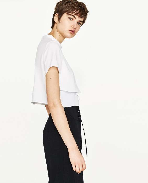 Zara | Top Cropped Branco-Marfim | Tamanho M | Novo C/ etiqueta