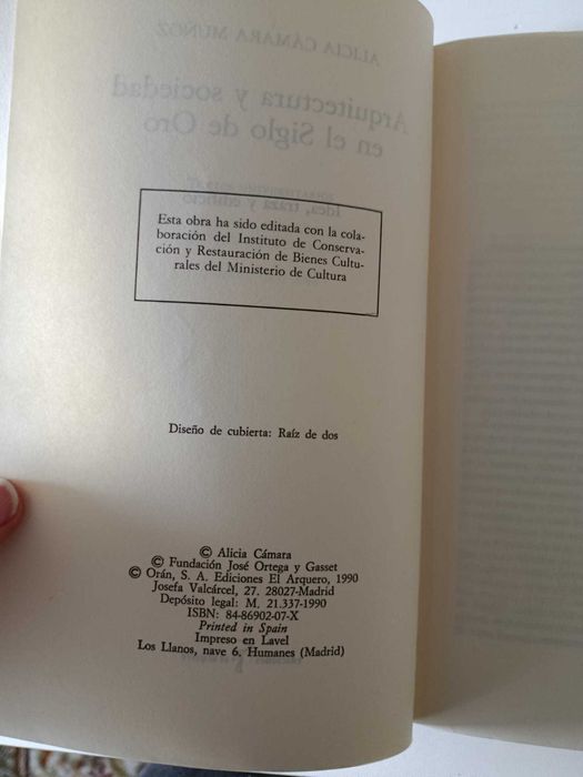 Livro Arquitectura y sociedad en el Siglo de Oro, Alicia Cámara Muñoz