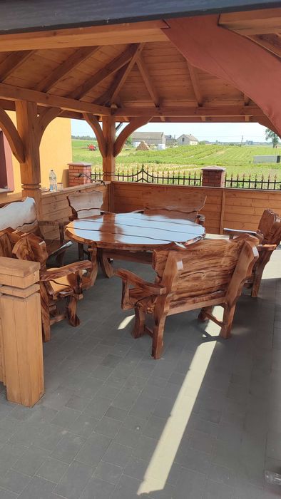 Meble ogrodowe stół ławki krzesła dla 10-12 osób altana parasol ogród