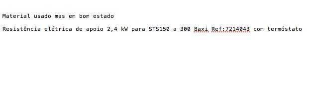 Resistência elétrica e termóstato Baxi