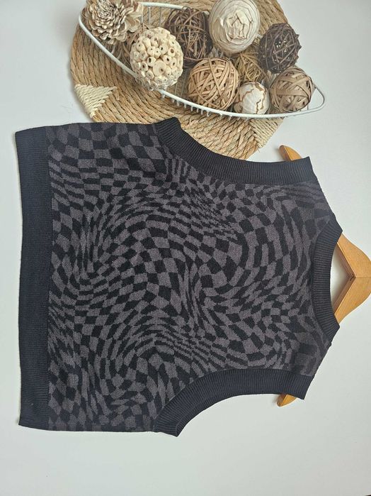 Divided By H&M dzaninowy sweter-kamizelka w kartkę iluzja