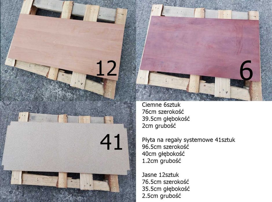 Blat półka MDF systemowe różne kolory 3 rodzaje zamiana