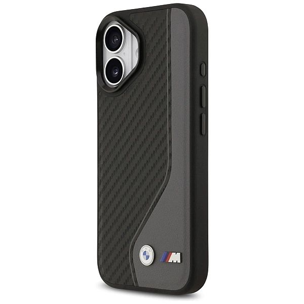 Etui BMW M Carbon Logo MagSafe na iPhone 17 - czarno-szare