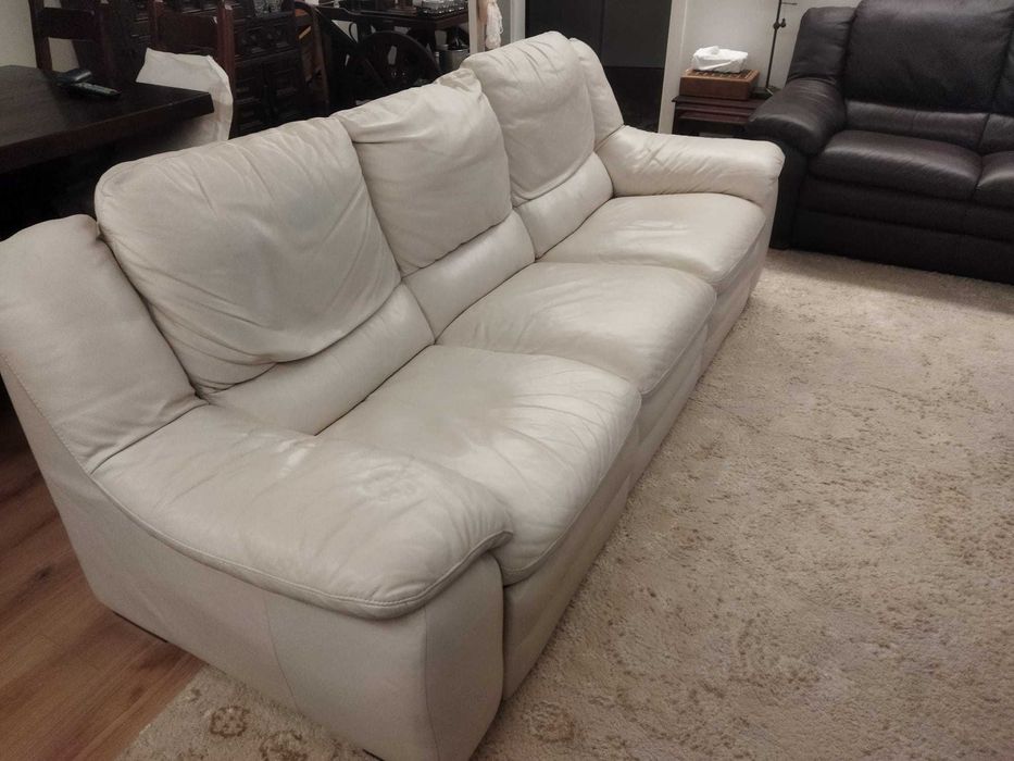 Sofá de pele bege Divani & Divani em óptimo estado